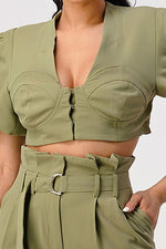 TWO PIECE PANT SET, BELT INCLUDED